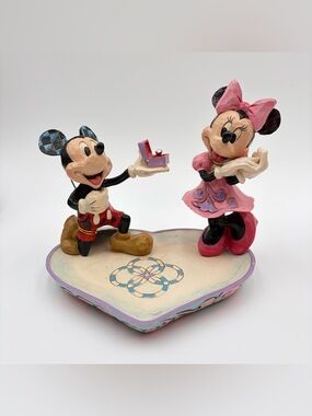 Jim Shore Disney A Magical Moment Mickey Mouse Minnie Ring Dish Proposal Heart